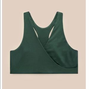 Maternity crossover nursing bra in moss from girlfriend collective